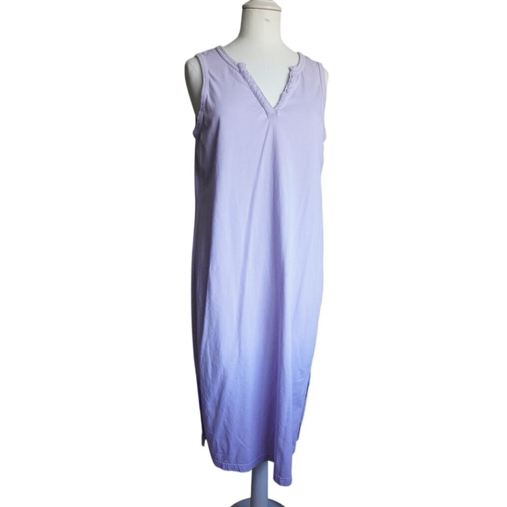 Pact Lavender Sleeveless Shirt Dress Organic Cotton Size L. 473